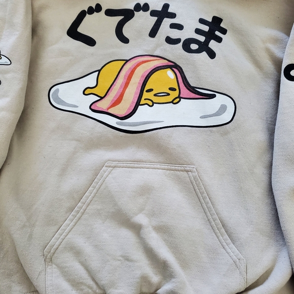 Sanrio Gudetama Unisex Hoodie Sweatshirt Sz Small The Lazy Egg Bacon Beige Tan‎ - Picture 5 of 10